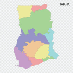 Isolated colored map of Ghana