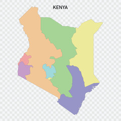 Isolated colored map of Kenya