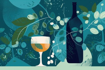 Wine Bottles Illustration That Represents the Beauty and Diversity of Different Types of Wine - obrazy, fototapety, plakaty