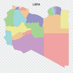 Isolated colored map of Libya