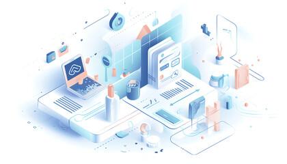 Obraz premium E - Commerce Platforms for Retailers icons, illustration style