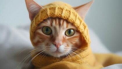 Cat Adorable feline fashionista rocks an orange hat!