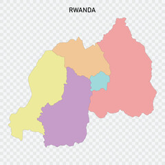 Isolated colored map of Rwanda