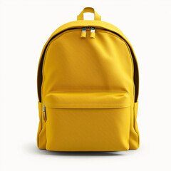 A yellow backpack front view, isolated on white - obrazy, fototapety, plakaty