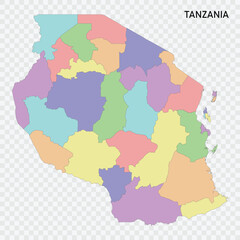 Obraz premium Isolated colored map of Tanzania