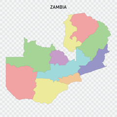 Isolated colored map of Zambia