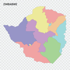 Isolated colored map of Zimbabwe