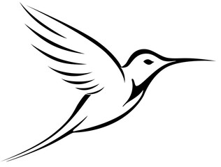 Stylized vector illustration of a bird (hummingbird). Generative AI