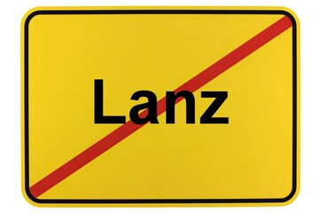 Illustration eines Ortsschildes der Gemeinde Lanz in Brandenburg