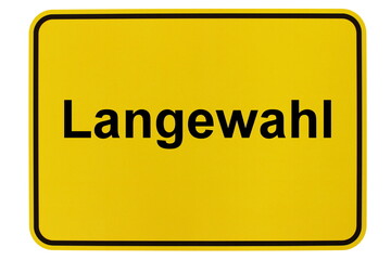 Illustration eines Ortsschildes der Gemeinde Langewahl in Brandenburg