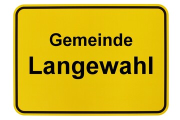 Illustration eines Ortsschildes der Gemeinde Langewahl in Brandenburg