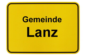 Illustration eines Ortsschildes der Gemeinde Lanz in Brandenburg