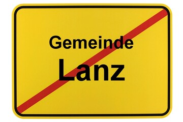 Illustration eines Ortsschildes der Gemeinde Lanz in Brandenburg