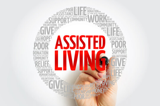 Assisted Living Word Cloud With Marker, Social Concept Background