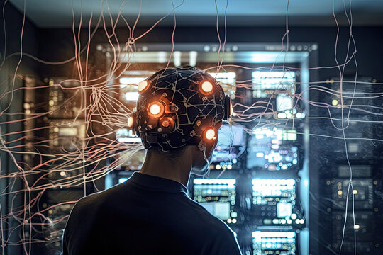 person using a brain - computer interface to control a variety of devices and systems with their thoughts, from household appliances to complex machinery and even vehicles