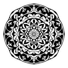 Flower clipart vector design black and white