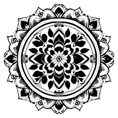 Flower clipart vector design black and white