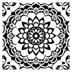 Flower clipart vector design black and white
