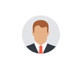 Faceless businessman. User profile icon. Business Leader. Profile picture, portrait. User member, People icon in flat style. Circle button with avatar photo silhouette vector design and illustration.