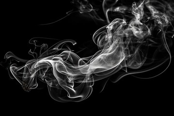 detailed white smoke on black background made with Generative AI - obrazy, fototapety, plakaty