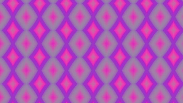 Moving rhombus shapes seamless pattern. Geometric animation. Bright pink purple fade blue orange gradient background. Colorful ornament's motion. Groovy template for cover, banner, presentation design