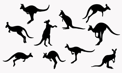 kangaroo silhouettes set