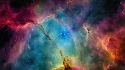 Obraz na płótnie Canvas A wondrous planetary nebula of bright colors in sky photography AI Generated Image