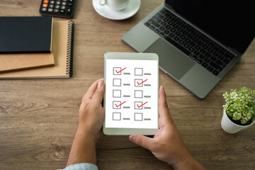 businessman SURVEY and Results Analysis Discovery Concept