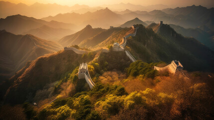 Fototapeta na wymiar Great Wall of China. Breathtaking travel destination place. Generative AI