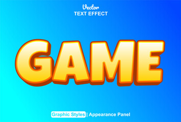 game text effect with orange color graphic style editable.