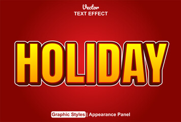 Fototapeta premium holiday text effect with orange graphic style editable.