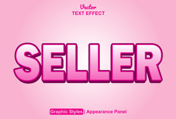 seller text effect with pink graphic style and editable.