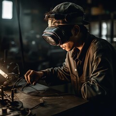 A Photorealistic Shot of a Person Welding