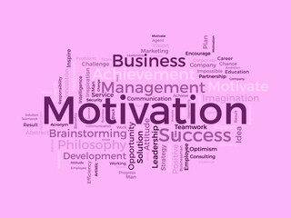 Word cloud background concept for Motivation. Positive inspirational attitude can better opportunity for success achievement. vector illustration.