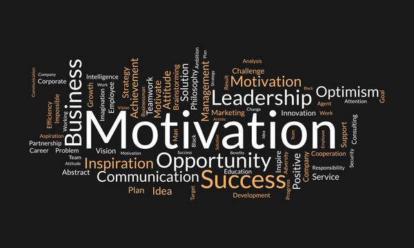 Word Cloud Background Concept For Motivation. Positive Inspirational Attitude Can Better Opportunity For Success Achievement. Vector Illustration.