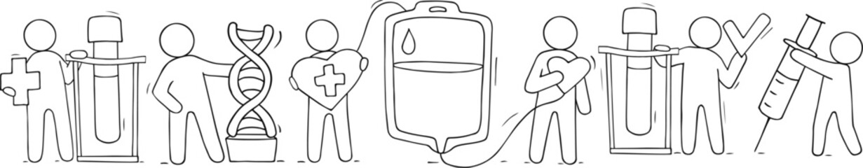 Medicine poster with dna molecule, blood bag