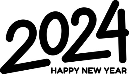 new year 2024 typography black and white
