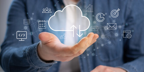 Cloud technology and Data storage concept, Concept of Exchange information and data with internet cloud technology.FTP(File Transfer Protocol) files receiver