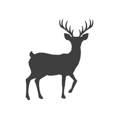 Deer horned black silhouette elegant reindeer monochrome vintage icon design vector illustration