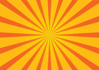 Obraz premium Orange Sunburst Pattern Background. Rays. Radial background. Summer Banner. Vector Illustration.