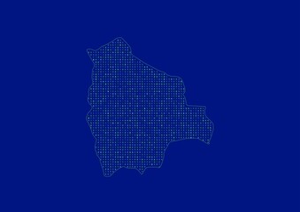 Bolivia map for technology or innovation or internet concepts. Minimalist country border filled with 1s and 0s. File is suitable for digital editing and prints of all sizes.