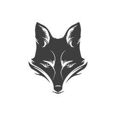Fox sneaky muzzle cunning wild predator hunting camping monochrome vintage icon design vector