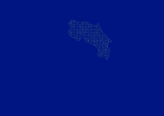 Costa Rica map for technology or innovation or internet concepts. Minimalist country border filled with 1s and 0s. File is suitable for digital editing and prints of all sizes.