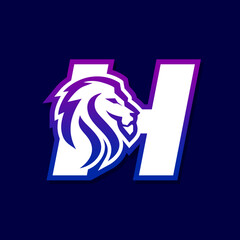 Letter H Lion Logo Design, Gaming Sport Icon