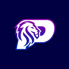 Letter P Lion Logo Design, Gaming Sport Icon