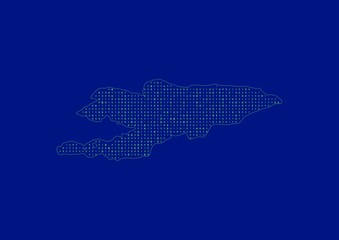 Kyrgyzstan map for technology or innovation or internet concepts. Minimalist country border filled with 1s and 0s. File is suitable for digital editing and prints of all sizes.
