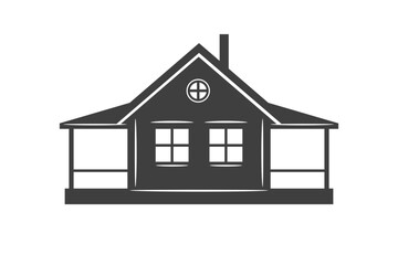 Camping cabin village wooden house cottage rustic homestead exterior vintage icon vector