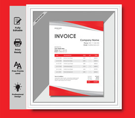 Minimal Corporate Business Invoice design template vector illustration bill form price invoice. Creative invoice template vector. business stationery design payment agreement design template