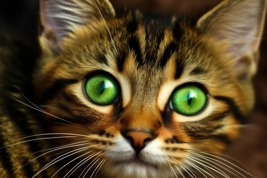 cats face with mesmerizing green eyes. Generative AI