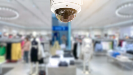 CCTV security panorama with shop store blurry background. - 596294120